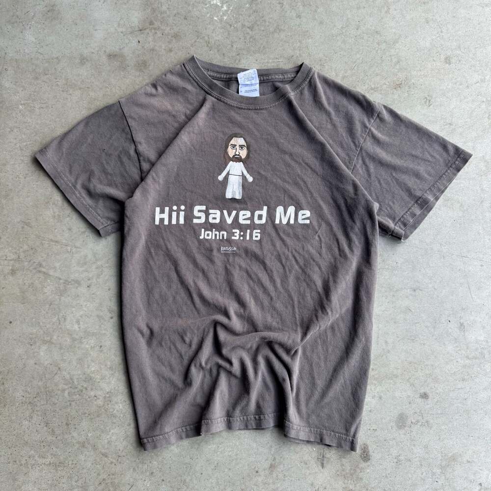 Vintage Hii Saved Me Jesus Grail Wii Parody Graphic Tee